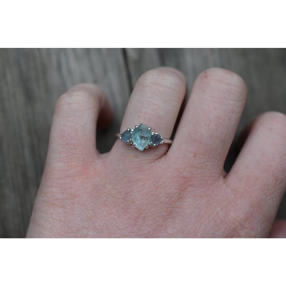 Aquamarine blue Montana sapphire engagement ring size 3 4 5 6 7 8 9 10 1… - Picture 2 of 4